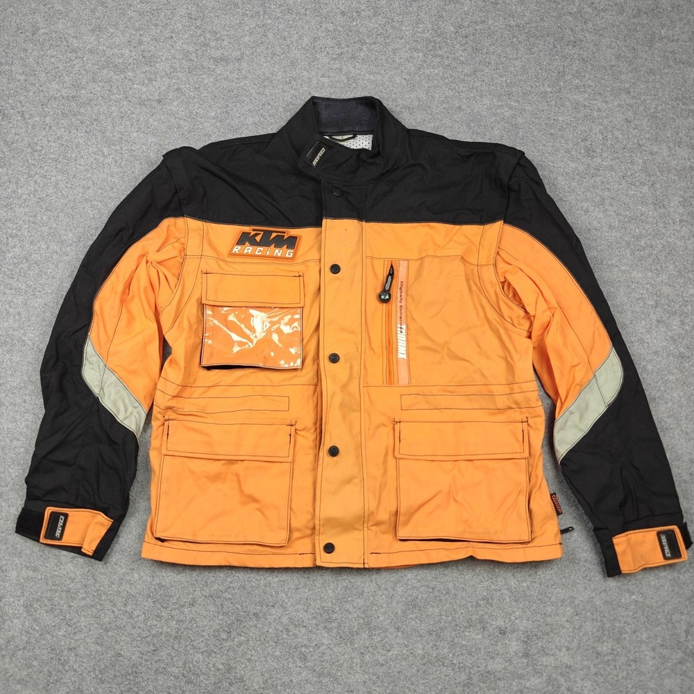 Thor Motocross Jacket Mens Large Orange Black KTM Racing Mesh Lined Motorcycle